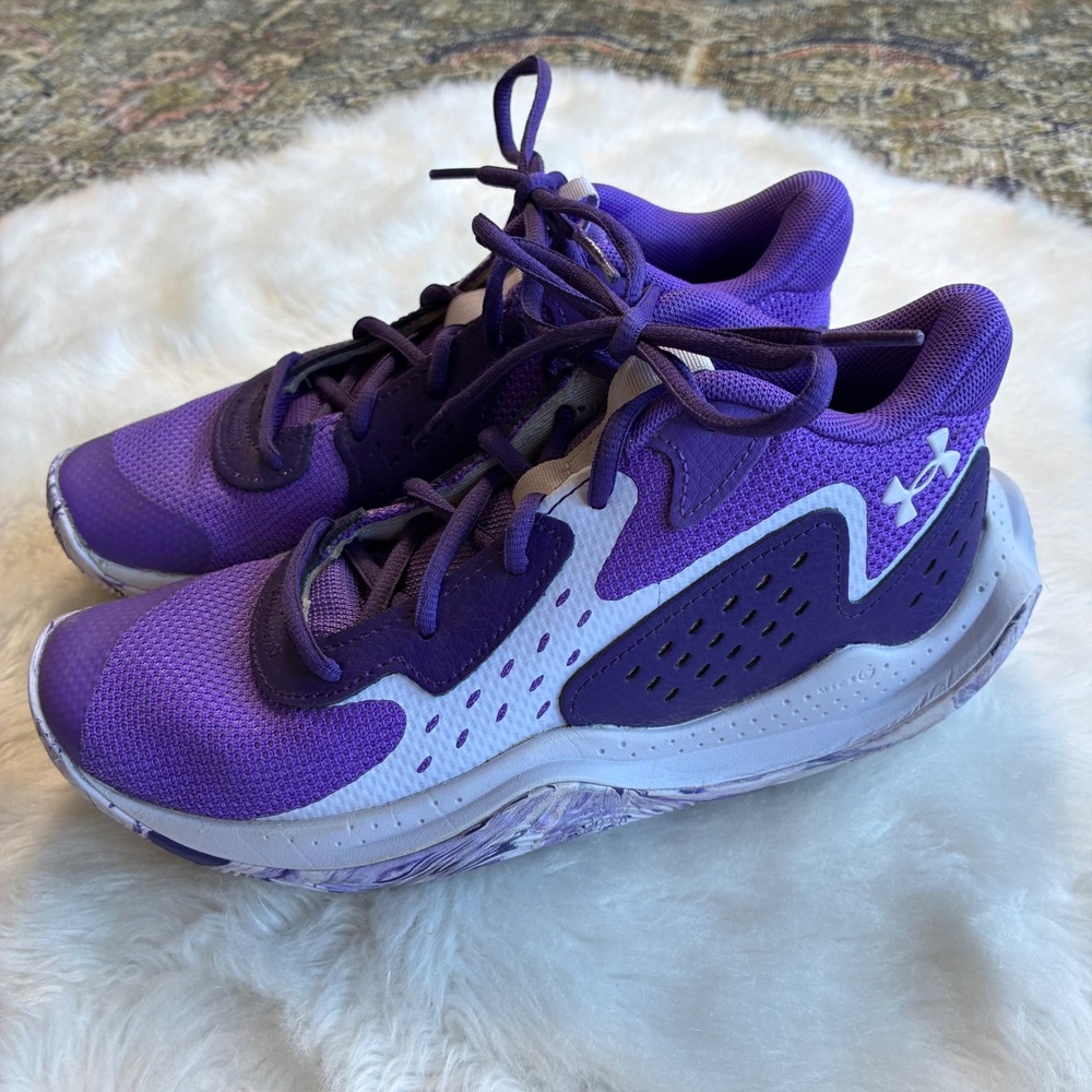 Under Armour Kids Jet 21 Basketball Shoes Purple White 3026635-501 5Y